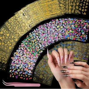 Colorful Nail Art Sticker Set 50 sheets floral decals women salon manicure